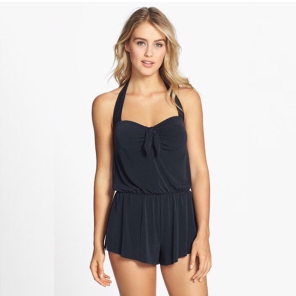 Aqua Green Swim Romper Black Sz XL